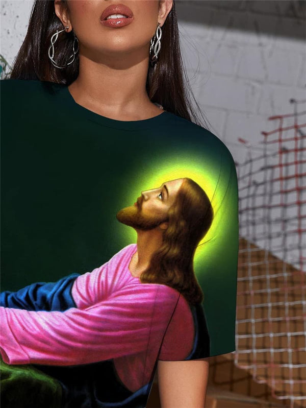 
Jesus T-shirt Women Christian Gothic Sacred Summer Harajuku Punk Rock
                