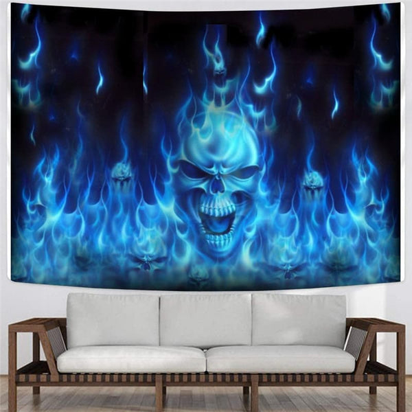
Skull Tapiz Punk Tapestries Blue Home Tapestrys Flame Tenture Mandala
                