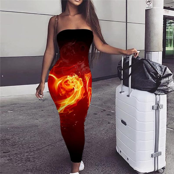 Flame Dress Women Love Ladies Dresses Couple Bodycon Dress Womens Clothing