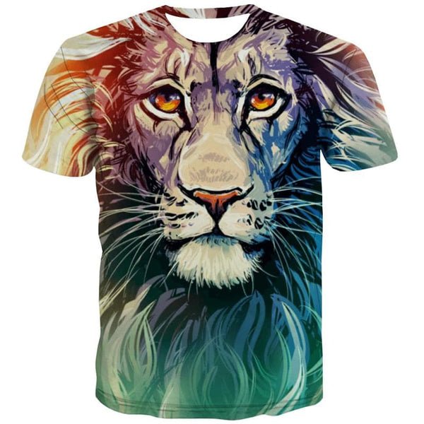 
Lion T shirt Men Animal Tshirts Casual Graffiti Anime Clothes Colorful Shirt Print
                