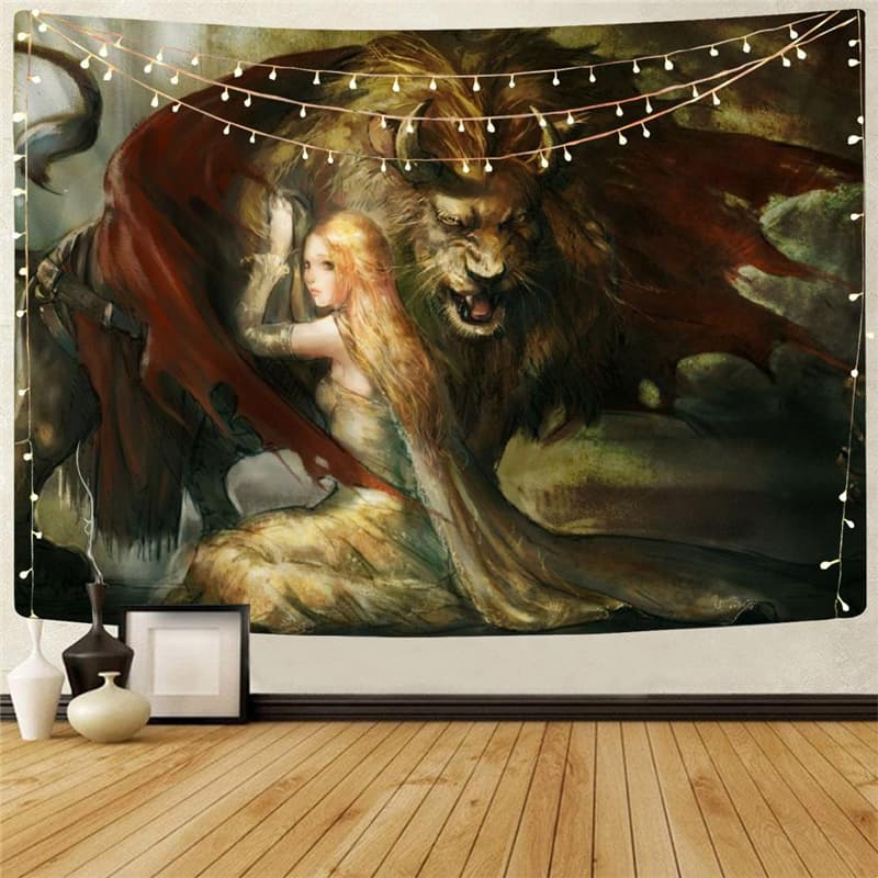 Lion Tapestry Animal Home Tapestrys Anime Tapestries Graffiti Wall Tapestry War Tenture Mandala