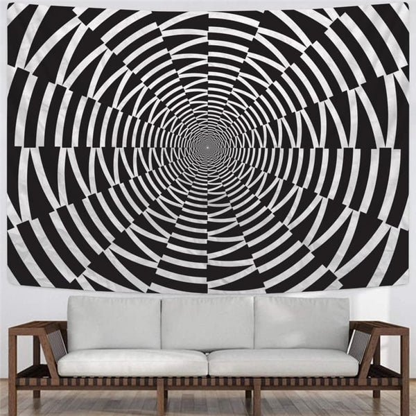 
Geometric Tapiz Psychedelic Rug Wall Vortex Tenture Mandala Time Tunnel Home Tapestrys Black And White Tapestries
                