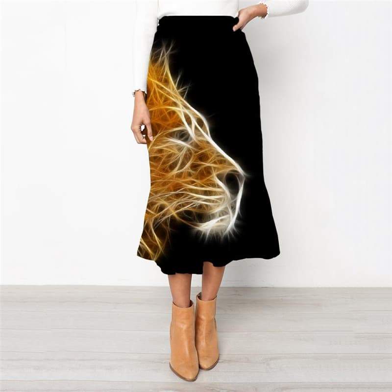 Lion Skirt Women Animal Skirt Ladies Anime School skirt Harajuku High waist skirts Flame Rock Frauen - KYKU