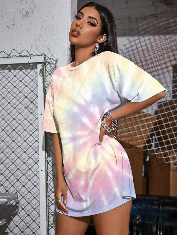 
Tie Dye T-shirt Women Dizziness Summer Colorful Gothic Art Punk Rock
                