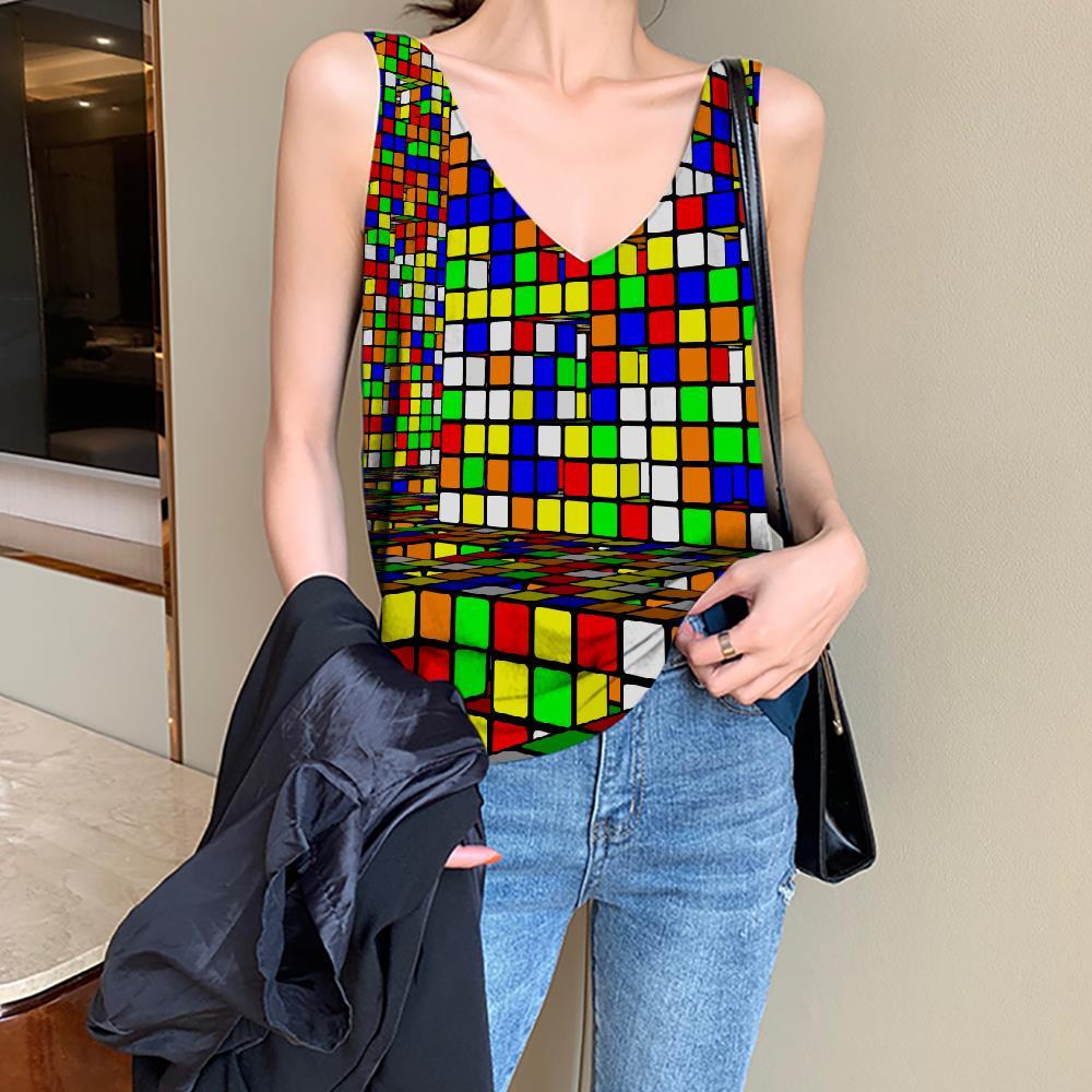 Geometric Tank-Top women Psychedelic Vest Printed Vortex Funny Top Color Stereo Sleeveless 3d - KYKU
