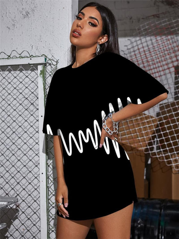 
Line T-shirt Women Music Tshirt Printed Retro Funny T shirts Party Punk Rock
                