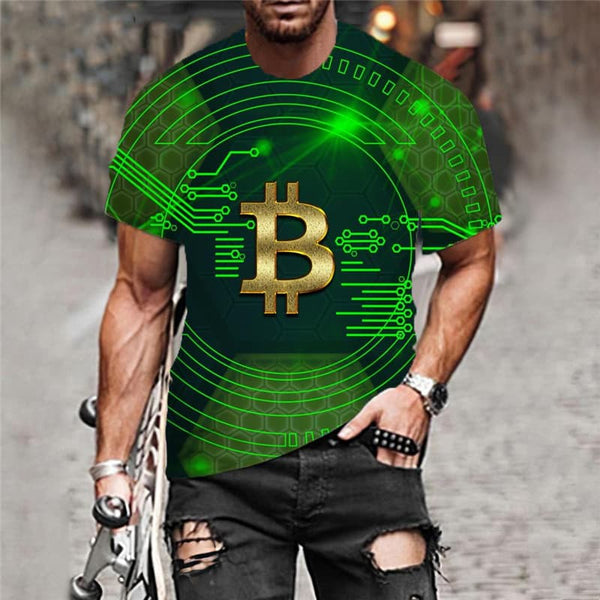 
Bitcoin T-shirt Men Retro Funny T shirts Abstract Anime Clothes Green T-shirts 3d
                