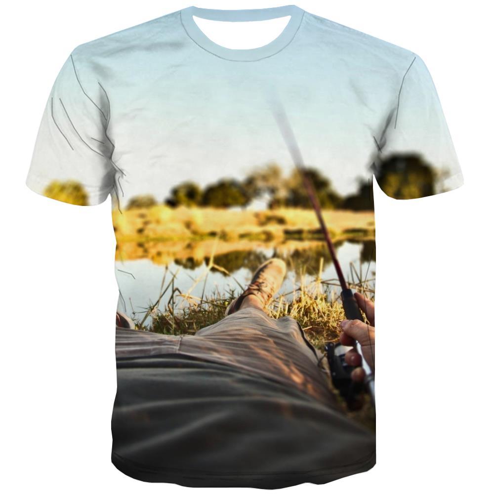 fishing T-shirt Men fish Tshirts Cool Short Sleeve Hip hop Tops Slim Big Size - KYKU