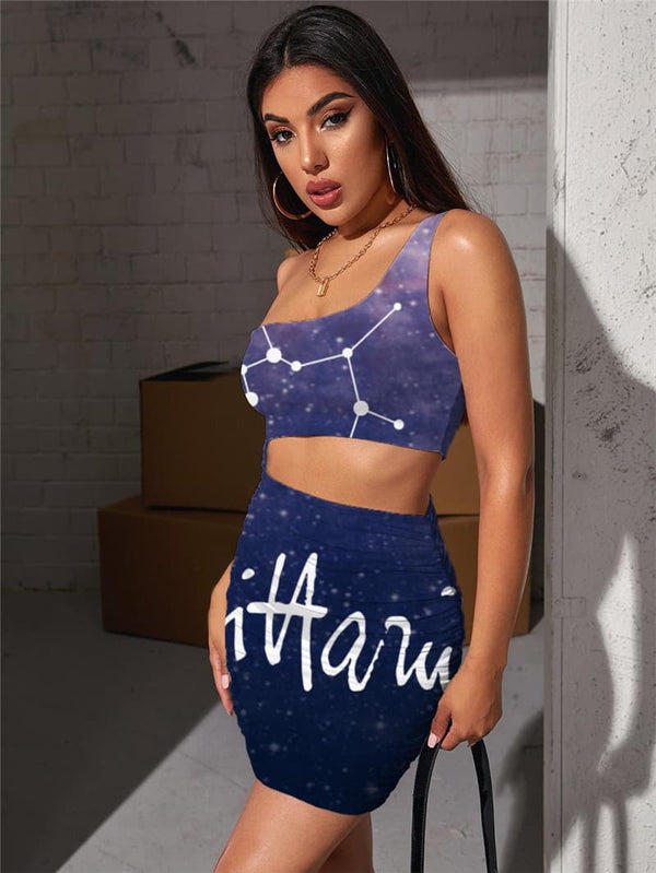 
Sagittarius Dress Women Galaxy Hollow out Dresses Nebula Pleating Novel Bodycon Dress
                