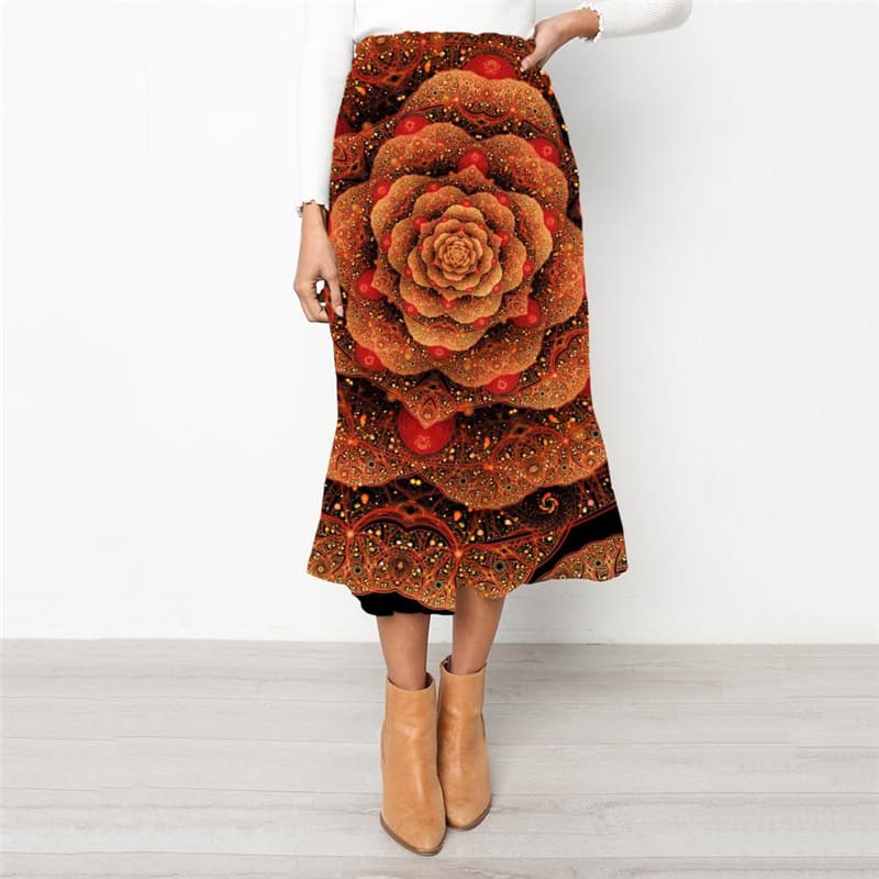 Flower Skirt Women Art Rock Frauen Harajuku Skirt Ladies Womens Clothing Summer