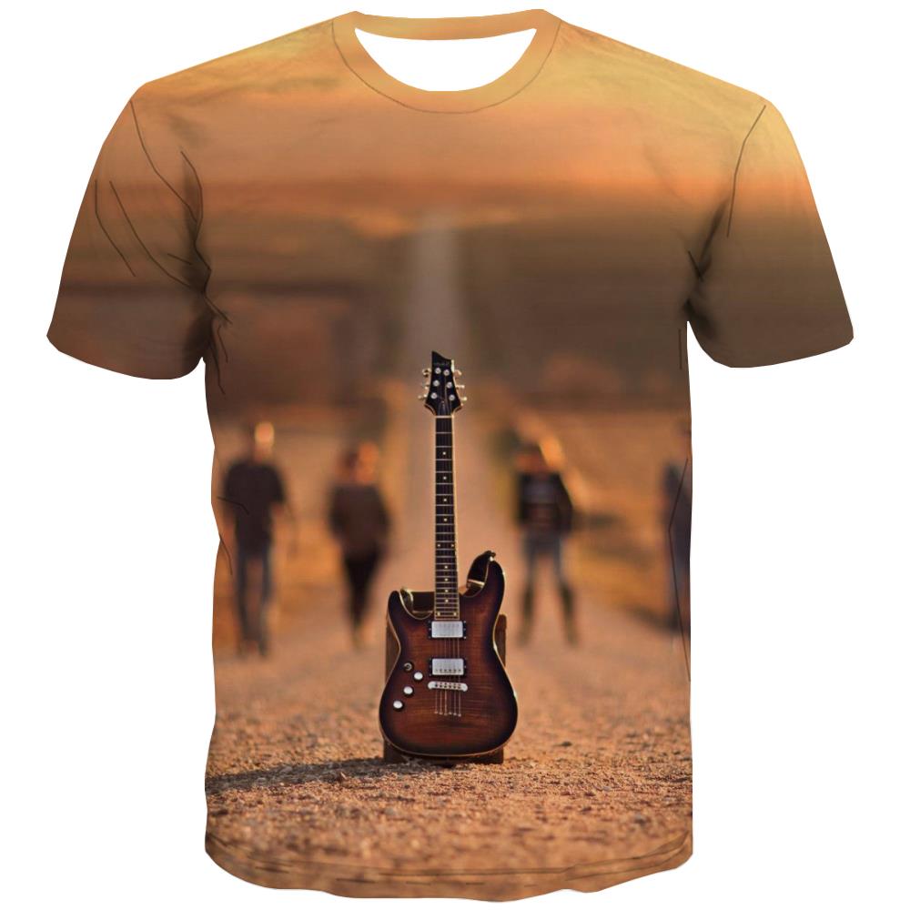 Guitar T shirts Men Music Tshirts Casual Wooden Tshirts Cool Metal Tshirt Printed