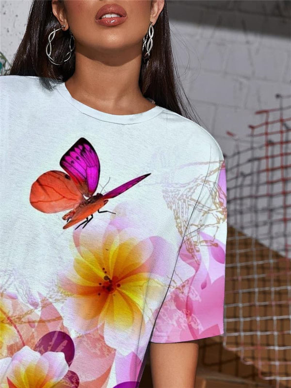 
Butterfly T-shirt Women Animal Tshirt Printed Flower Shirt Print Colorful T-shirts 3d
                