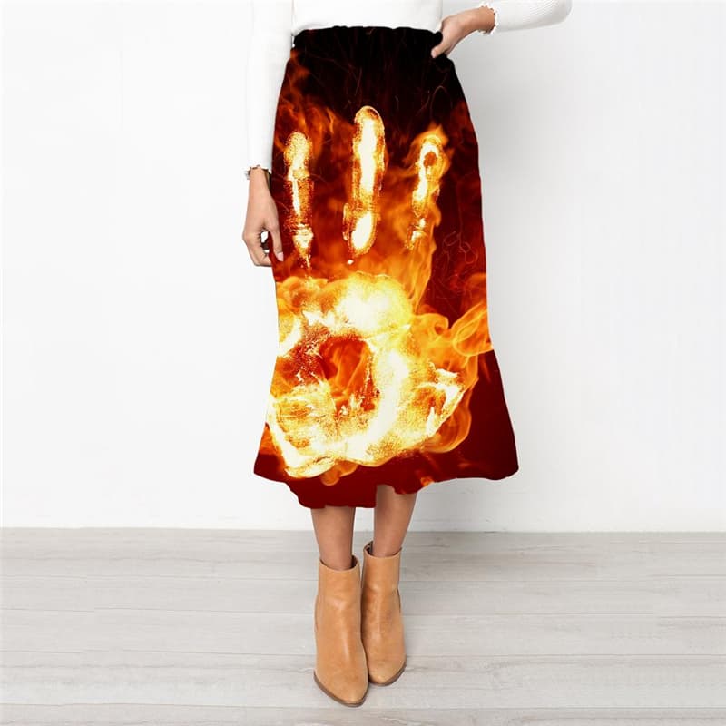 Flame Skirts Women Hand School skirt Party High waist skirts Womens Clothing