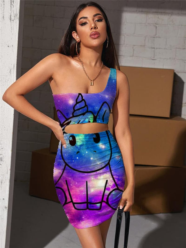 Unicorn Dresses Women Galaxy Bodycon Dress Animal Pleating Nebula Vestido Sexy Unicorn Dresses Women Galaxy Bodycon Dress Animal Pleating Nebula Vestido Sexy