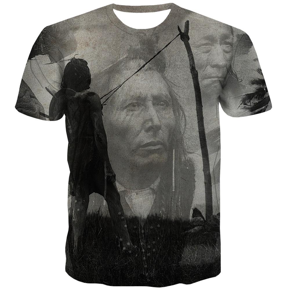 Indians T-shirt Men Grassland Shirt Print Sunset T shirts Funny War Tshirts Cool