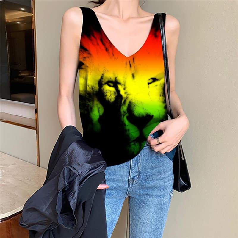 Lion Tank Top Women Animal Tank Tops Casual Anime Anime Clothes Harajuku Vest Printed Colorful Sleeveless 3d - KYKU