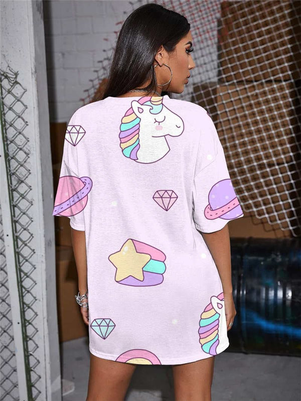 
Unicorn T Shirt Women Moon Shirt Print Colorful T-shirts 3d Universe Tshirt Printed Cloud Funny T shirts
                