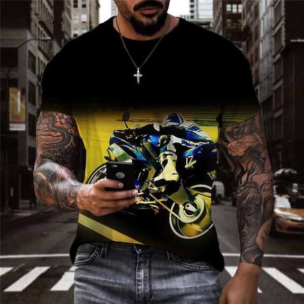Motorcycle T-shirt Men Hip Hop Tshirt Printed Gothic Shirt Print Short Sleeve