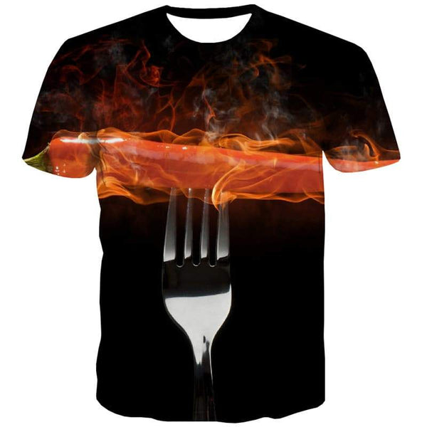Flame T shirts Men Chili Tshirts Casual Harajuku Tshirt Printed Black T-shirts Graphic - KYKU