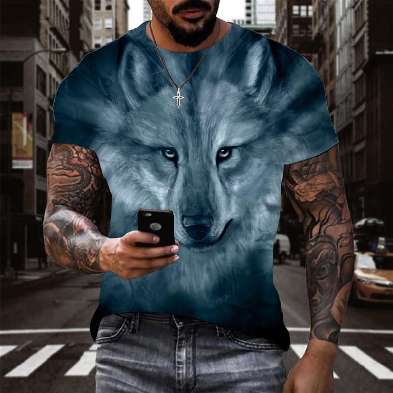 Wolf T shirt Men Animal Tshirts Casual Painting T-shirts 3d Harajuku Tshirt Printed