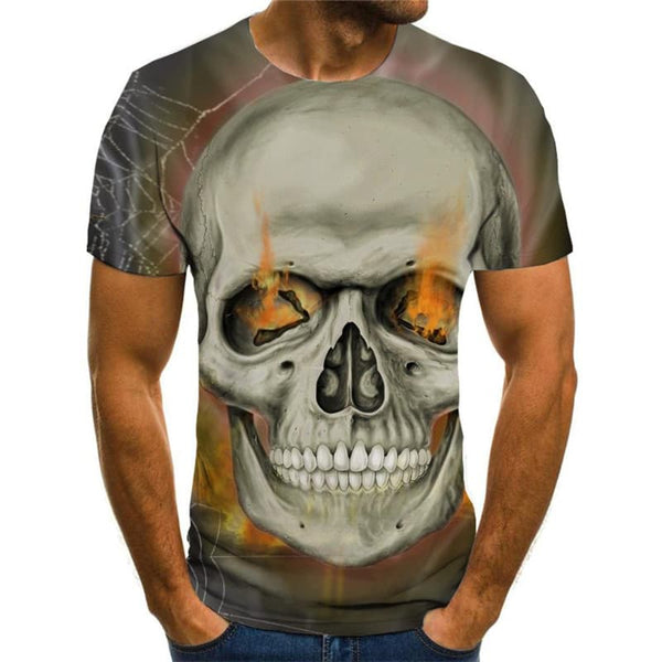 
Skull T shirt Men Flame Tshirts Casual Spider Web Shirt Print Hip Hop T-shirts 3d
                