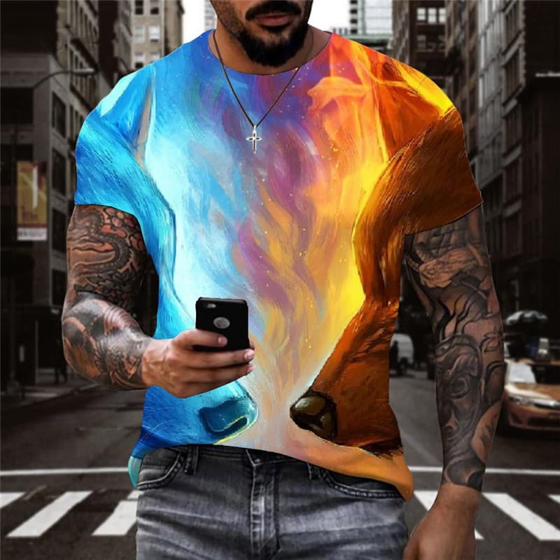 Wolf T shirt Men Animal Tshirts Casual War Tshirt Printed Flame Shirt Print