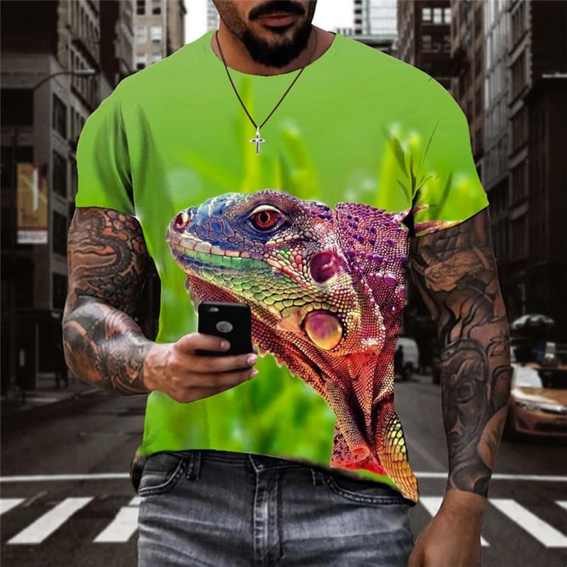Lizard T-shirt Men Animal Tshirt Printed Harajuku T-shirts 3d Green Funny T shirts