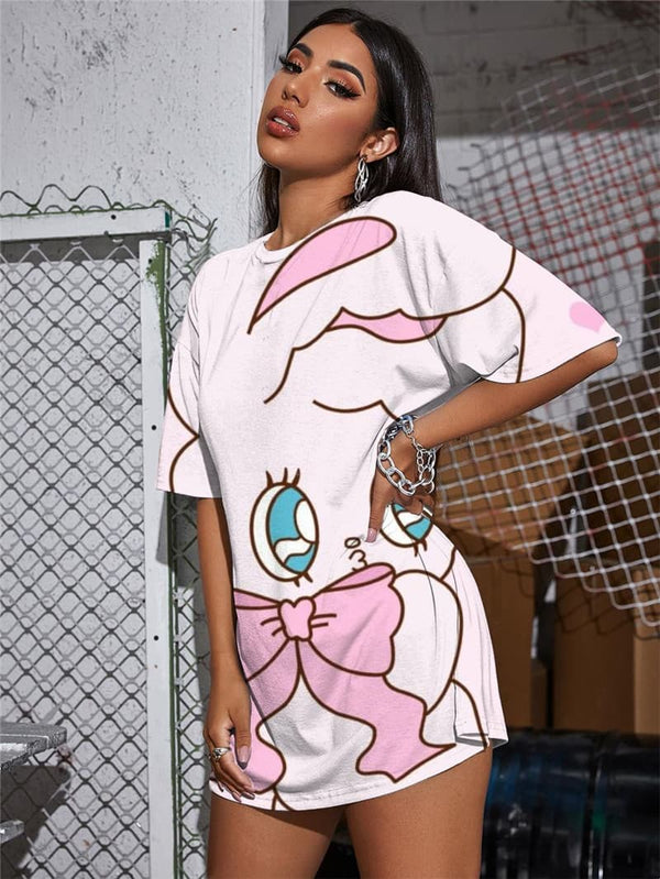 
Animal T Shirt Women Rabbit Gothic Lovely Tshirt Printed Harajuku T-shirts 3d
                