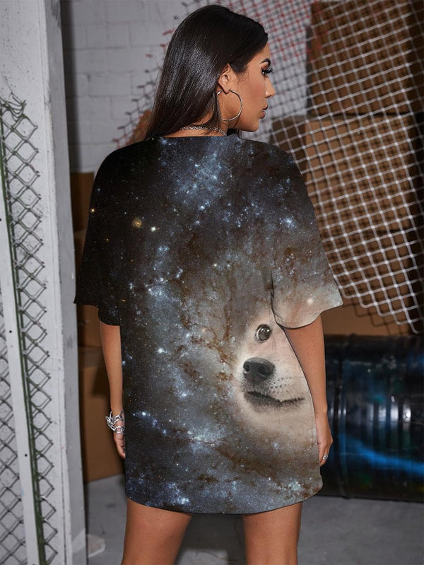 
Dog T-shirt Women Animal Punk Rock Galaxy Gothic Harajuku Tshirt Printed
                
