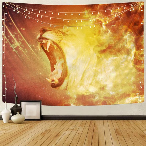 Lion Tapiz Animal Wall Tapestry Anime Home Tapestrys Flame Rug Wall Nebula Tapestries