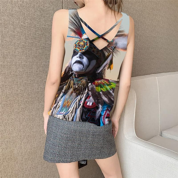 
Indios Tank Top Women Feather Tank Tops Casual Colorful Vest Printed  Sleeveless 3d Metal Funny Top
                
