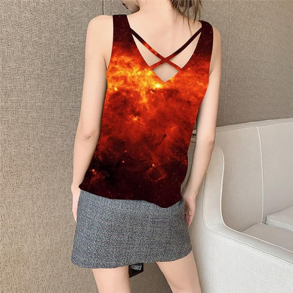 
Galaxy Tank-Top women Space Vest Printed Universe Anime Clothes Flame Sleeveless 3d Red Vest Print
                