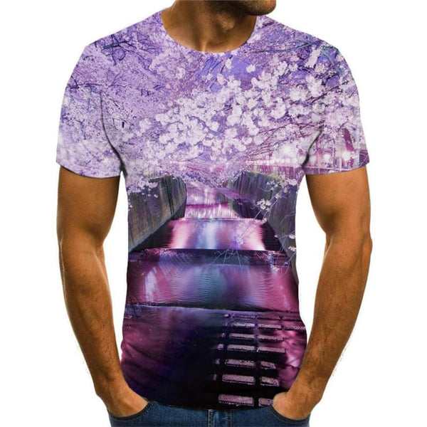 
Cherry Blossoms T shirt Men Romantic Anime Clothes Pink T-shirts 3d Love Tshirts Casual
                