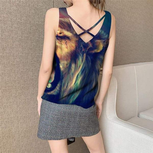 
Lion Tank-Top women Animal Tank Tops Casual Anime Funny Top Colorful Vest Print Graffiti Sleeveless 3d - KYKU
                