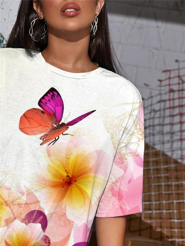 
Flower T Shirt Women Butterfly Punk Rock Animal Shirt Print Novel Tshirt Printed
                