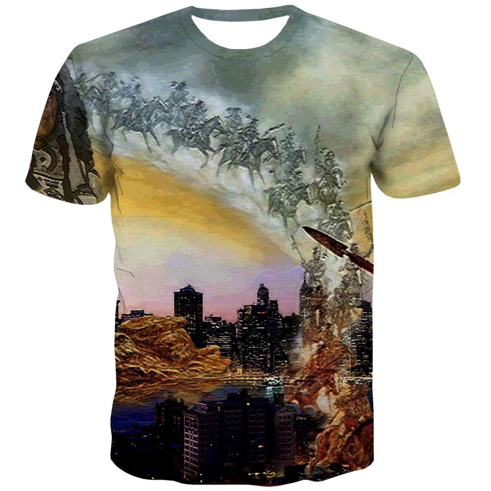 Indians T-shirt Men Grassland T shirts Funny Sunset Tshirt Anime War Tshirts Novelty