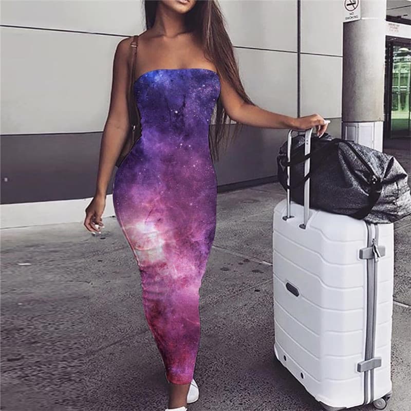 Galaxy Dress Women Space Party Nebula sleeveless Universe Vestido Sexy