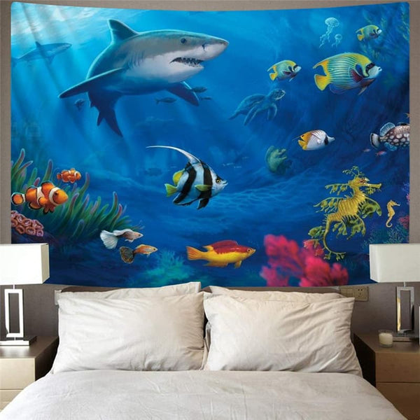
Shark Tapiz Fish Wall Tapestry Animal Home Tapestrys Ocean Tapestries Blue Rug Wall
                