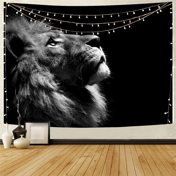 Lion Tapiz Animal Wall Tapestry Anime Rug Wall Black Home Tapestrys Sad Tenture Mandala