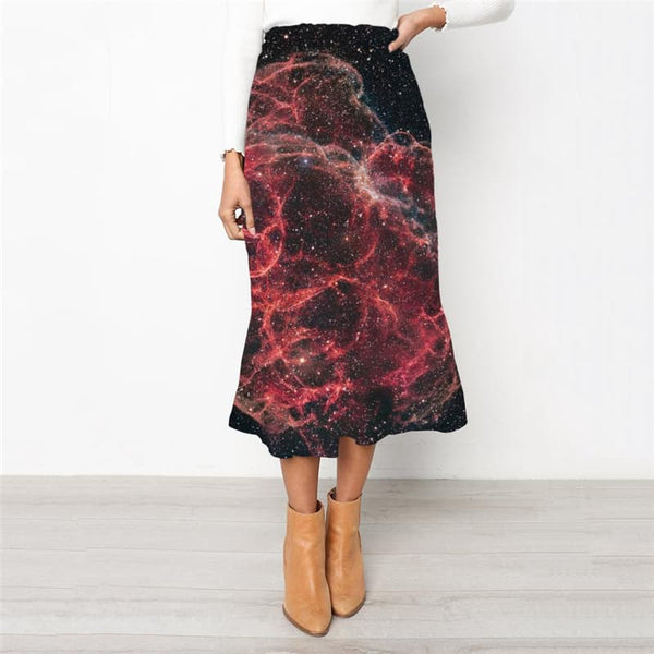 Galaxy Skirts Women Space Skirt Ladies Universe High waist skirts Nebula School skirt Black Rock Frauen
