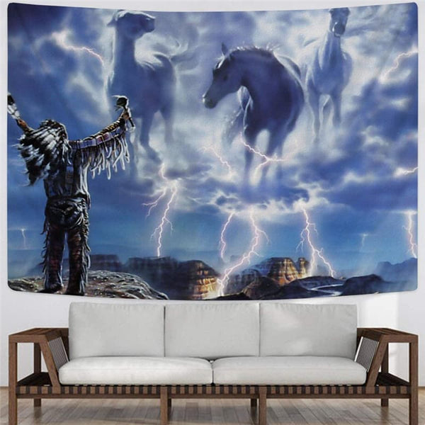 
Indios Tapiz Horse Wall Tapestry Lightning Tenture Mandala War Tapestries
                