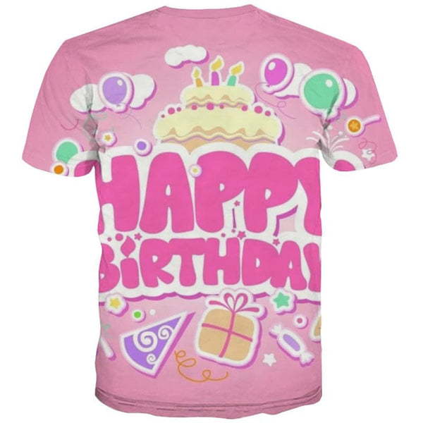 
Happy Birthday T-shirt Men Cake Funny T shirts Ice Cream Tshirts Casual Pink Tshirt Printed
                