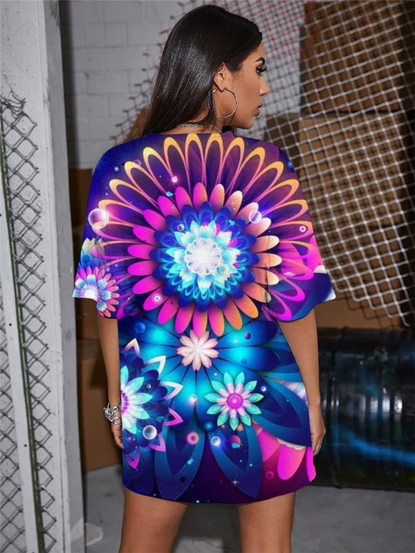 
Flower T Shirt Women Colorful Punk Rock Dizziness Funny T shirts Art T-shirts 3d
                