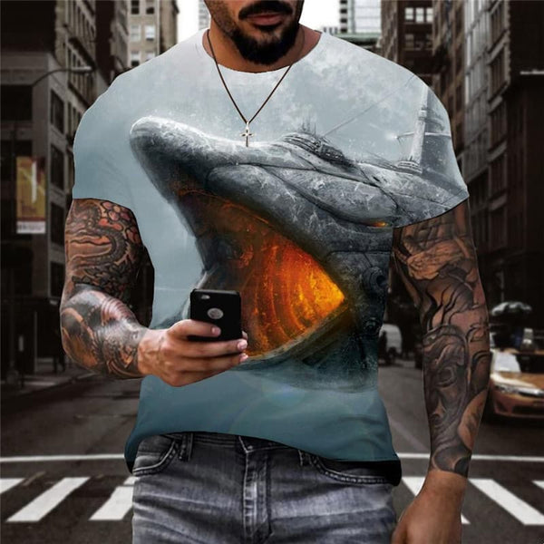 Shark T-shirt Men Ocean Shirt Print Animal Funny T shirts Street Anime Clothes