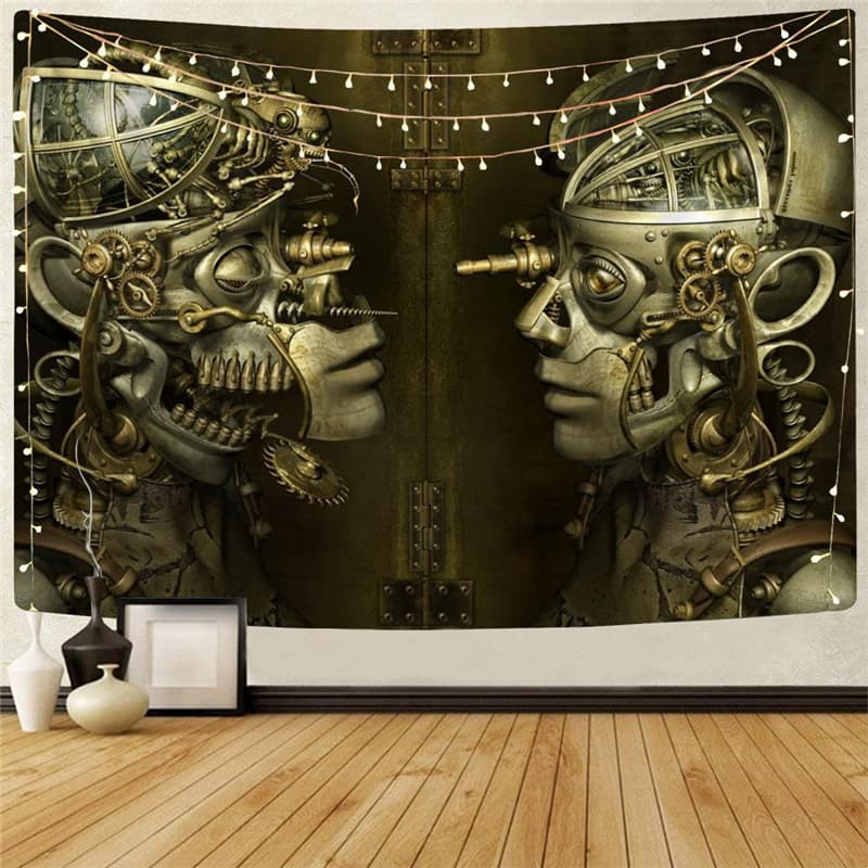Metal Tapiz Engine Tenture Mandala Gear Home Tapestrys  Wall Tapestry Punk Rock Tapestries