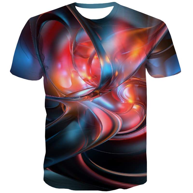 Abstract T shirts Men Psychedelic Tshirt Anime Flame Shirt Print Colorful T-shirts 3d Metal Tshirt Printed - KYKU