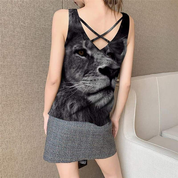 
Lion Tank Top Women Animal Anime Clothes Anime Tank Tops Casual Harajuku Vest Print Black Funny Top - KYKU
                