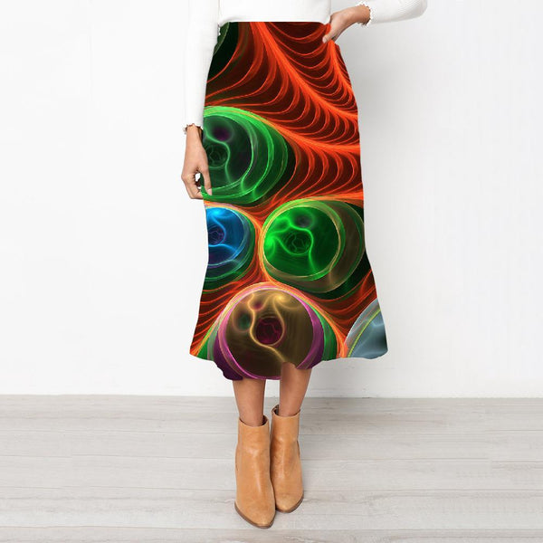 Geometric Skirts Women Psychedelic Skirt Ladies Vortex School skirt Ball Rock Frauen - KYKU