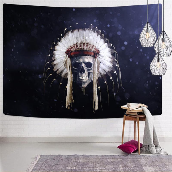 
Skull Tapestry Punk Tapestries Indian Wall Tapestry Feather Rug Wall
                