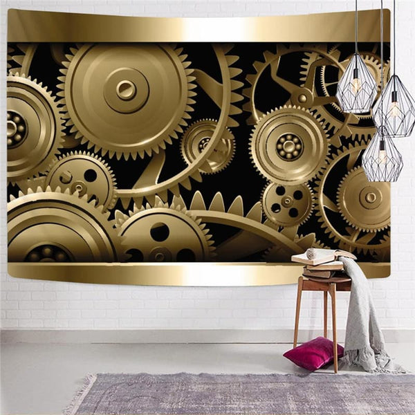 
Metal Tapestry Engine Tapestries Gear Home Tapestrys Golden Rug Wall Decor
                